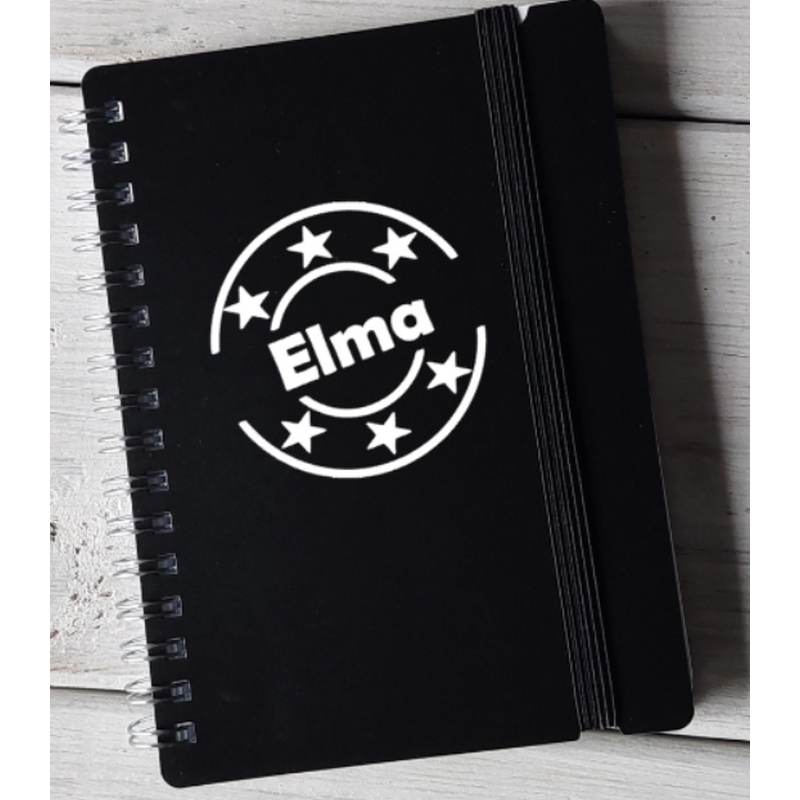 Notitieboekje met naam zwart