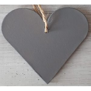 Houten hart grijs met tekst