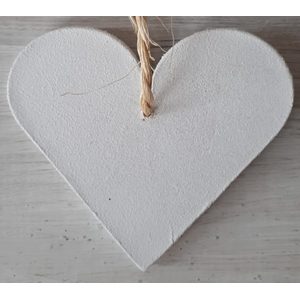 Houten hart wit met tekst