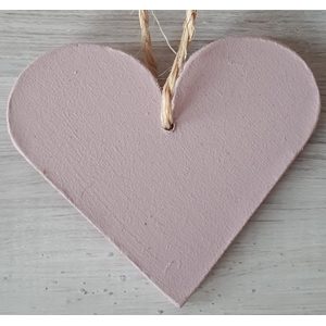 Houten hart roze met tekst