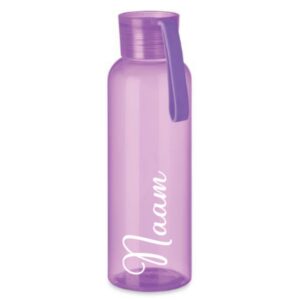 Drinkfles met lus 500ml met naam paars