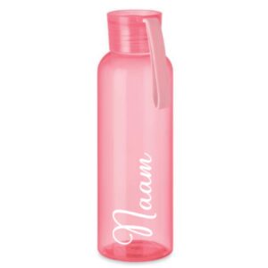 Drinkfles met lus 500ml met naam roze