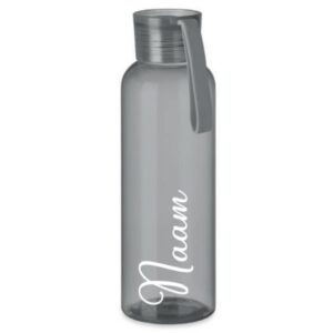 Drinkfles met lus 500ml met naam zwart