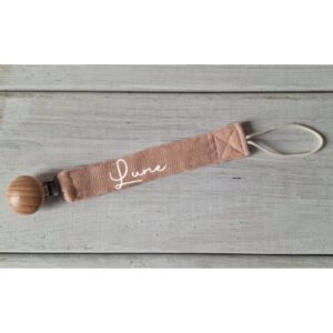 Speenkoord met naam zalm roze