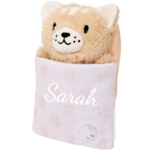 Knuffel in slaapzak met naam beige